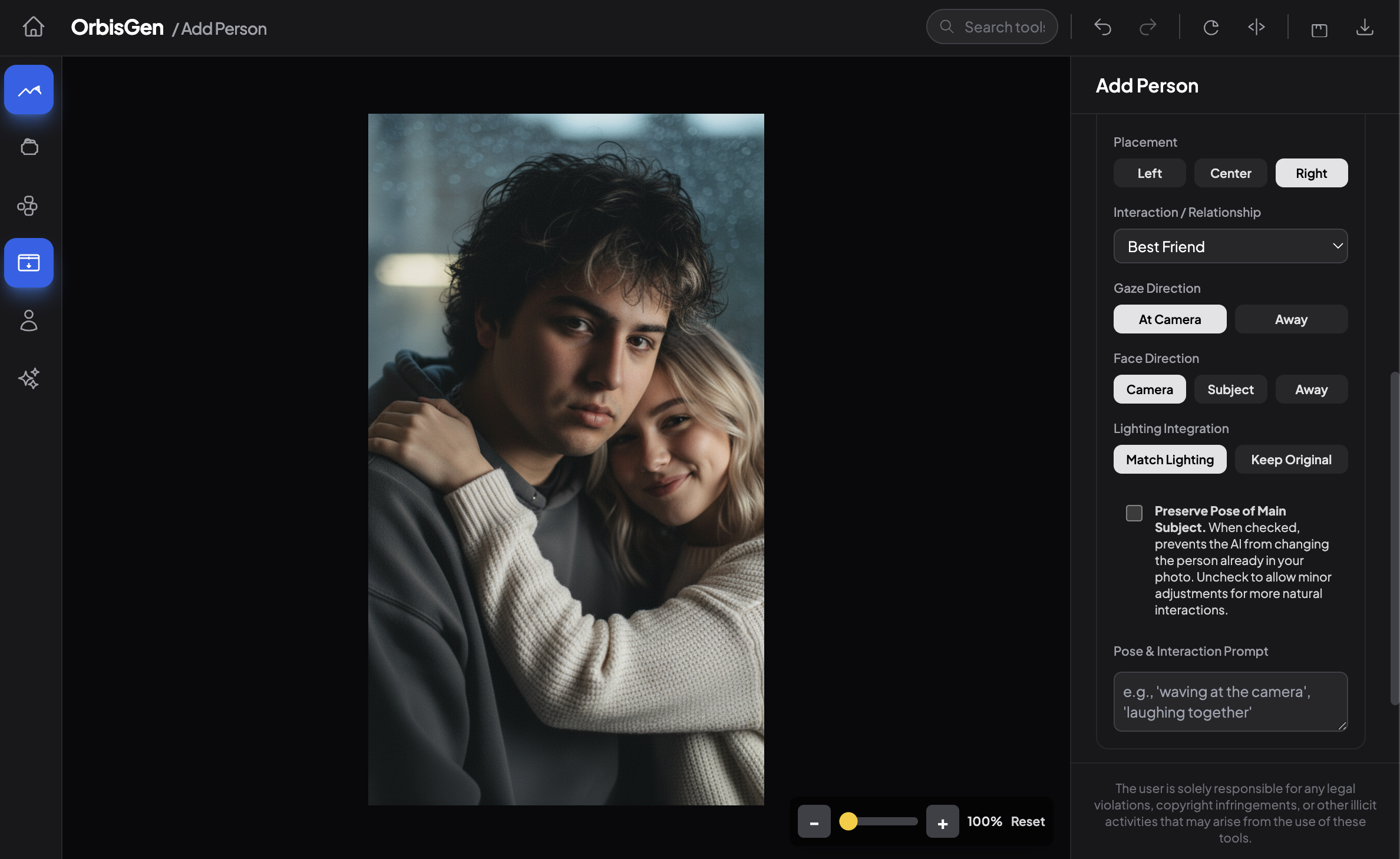 OrbisGen AI Photo Editor - Add Person Feature